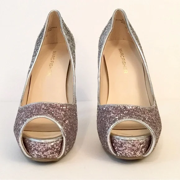 Marc Fisher “Harpley” Glitter Peep Toe Platform Pump - Picture 8 of 13